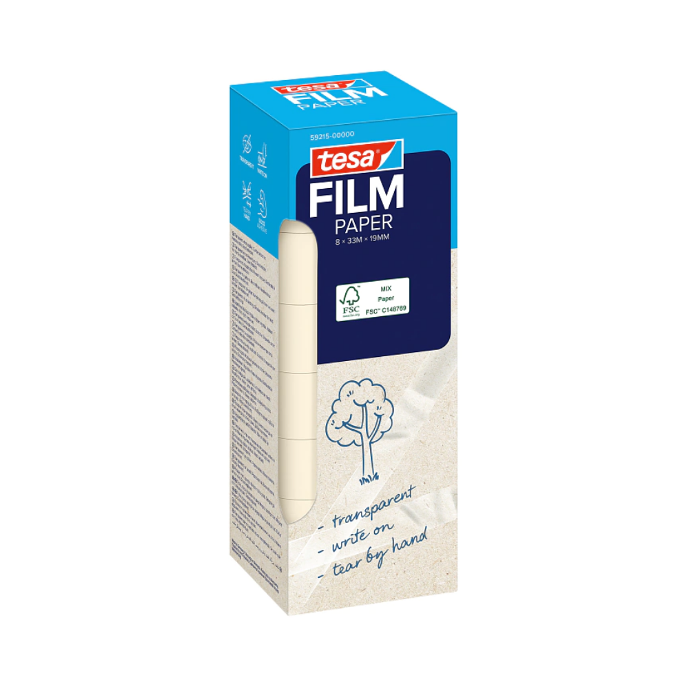 FITA ADESIVA TESA 33MX19MM TRANSPARENTE PAPEL ACEITA ESCRITA EASY TEAR PACK 8