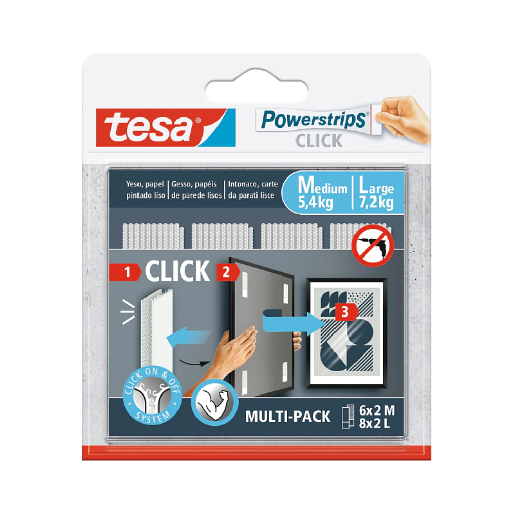 FITA ADESIVA TESA POWER STRIP VELCRO PACK COM 6X2 8X2 8.0CMX2CM 5.4-7.2KG