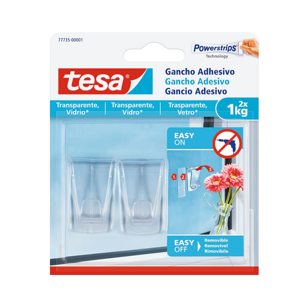 GANCHO CABIDE TESA POWER DECO TRANSPARENTE BLISTER 1KG