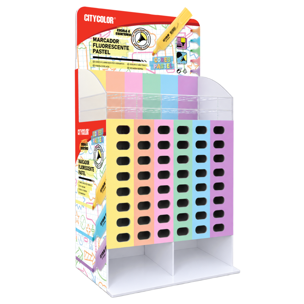 EXPOSITOR MARCADORES FLUORESCENTES CITYCOLOR CORES PASTEL