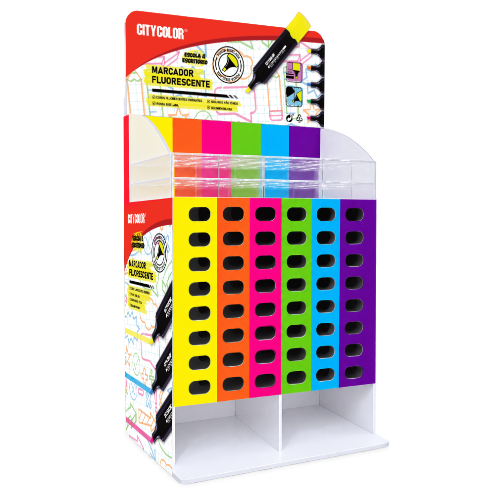 EXPOSITOR MARCADORES FLUORESCENTES CITYCOLOR CORES INTENSAS