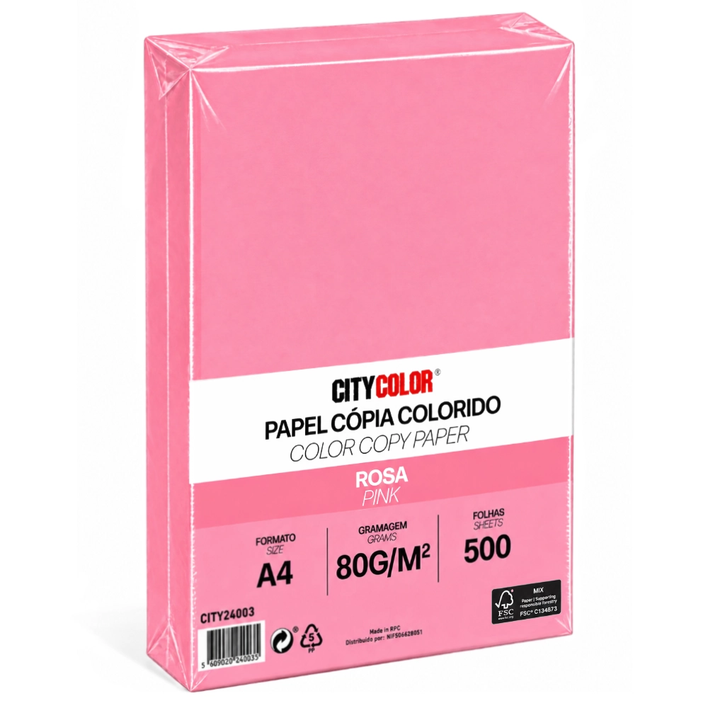 PAPEL A4 80GR RESMA CITYCOLOR ROSA CITY24003