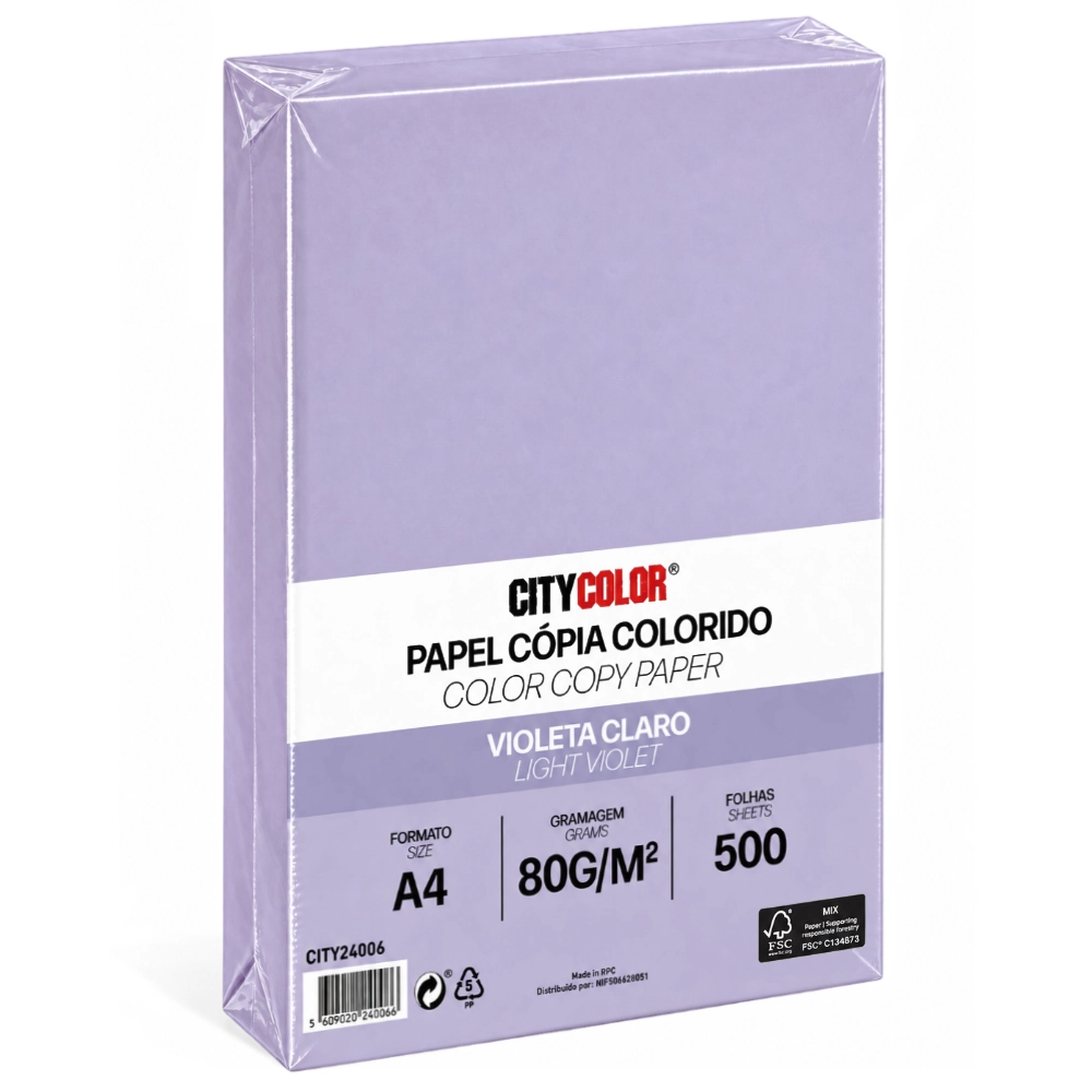 PAPEL A4 80GR RESMA CITYCOLOR VIOLETA CLARO CITY24006