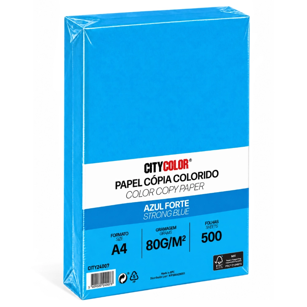 PAPEL A4 80GR RESMA CITYCOLOR AZUL FORTE CITY24007