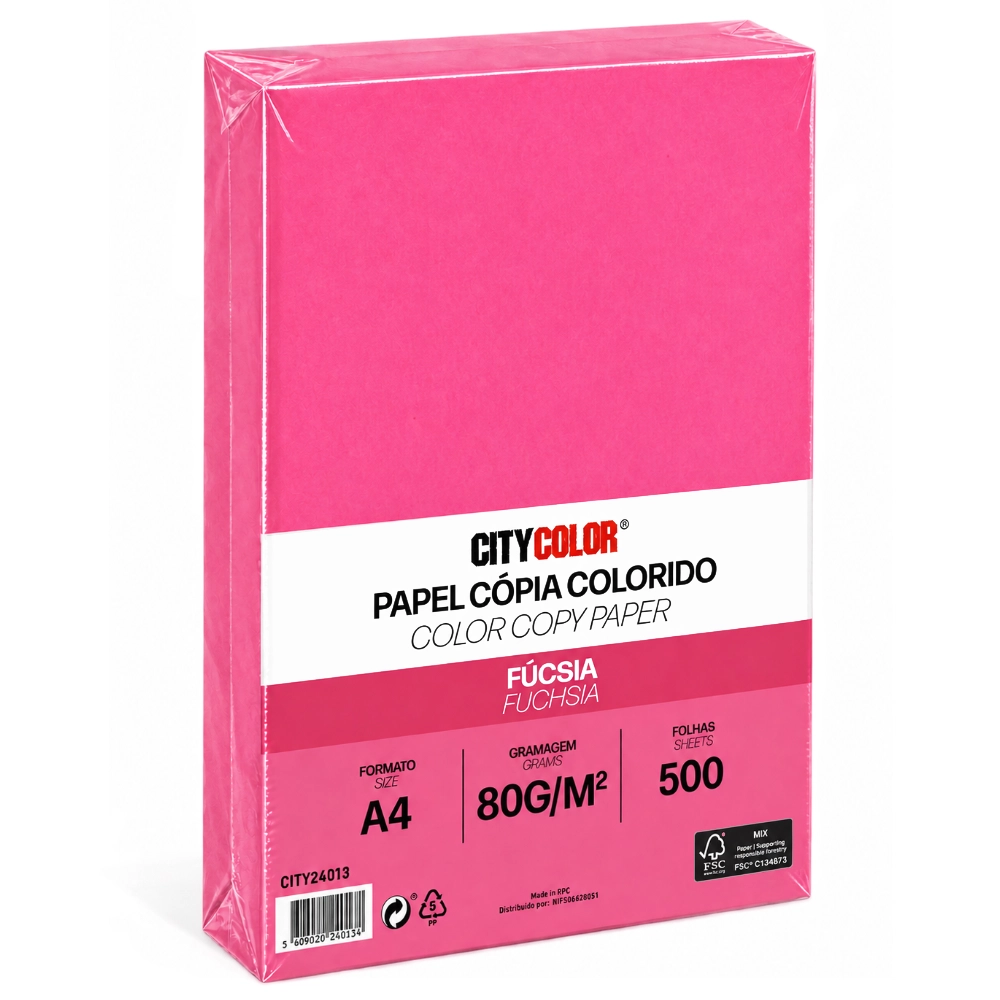 PAPEL A4 80GR RESMA CITYCOLOR FUSCIA CITY24013