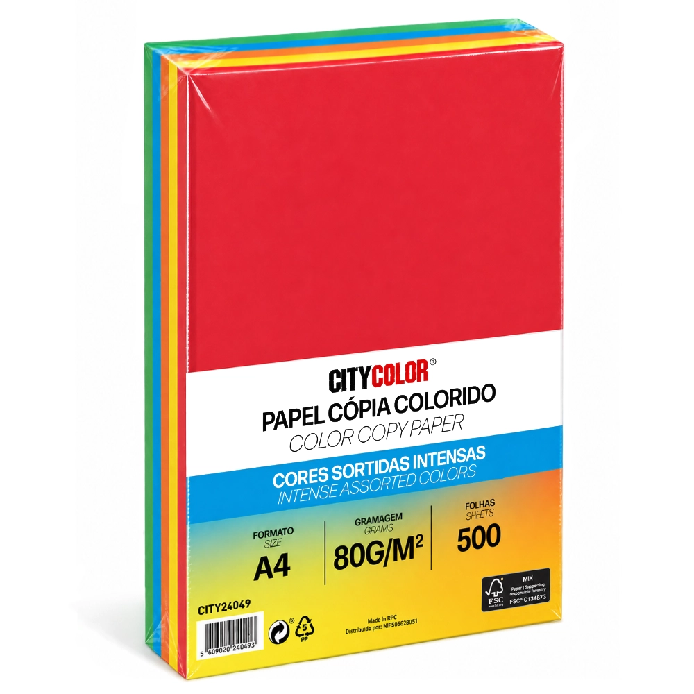 PAPEL A4 80GR RESMA CITYCOLOR SORTIDO INTENSO CITY24049
