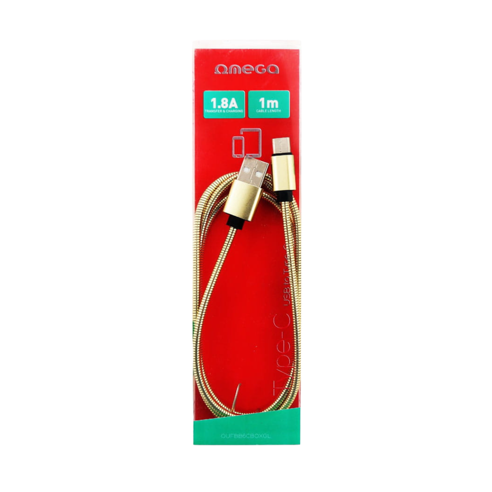 CABO USB TO TYPE-C 1.0M 1.8A GOLD ILUMINADO OMEGA OUFBB6LBOXGL 44213
