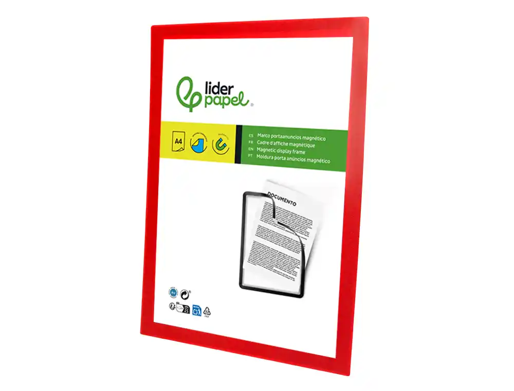MOLDURA PORTA ANUNCIOS MAGNETICA DIN A4 SUPORTE ADESIVO REMOVIVEL COR VERMELHA 4