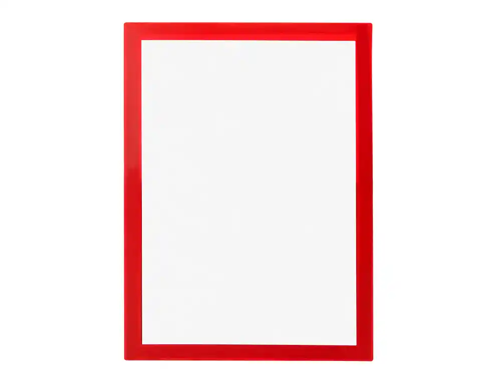 MOLDURA PORTA ANUNCIOS MAGNETICA DIN A4 SUPORTE ADESIVO REMOVIVEL COR VERMELHA