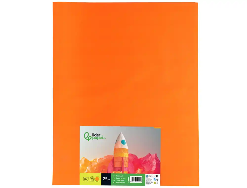 PAPEL SEDA 52 X 76 CM 18 GR LARANJA EMBALAGEM DE 25 FOLHAS
