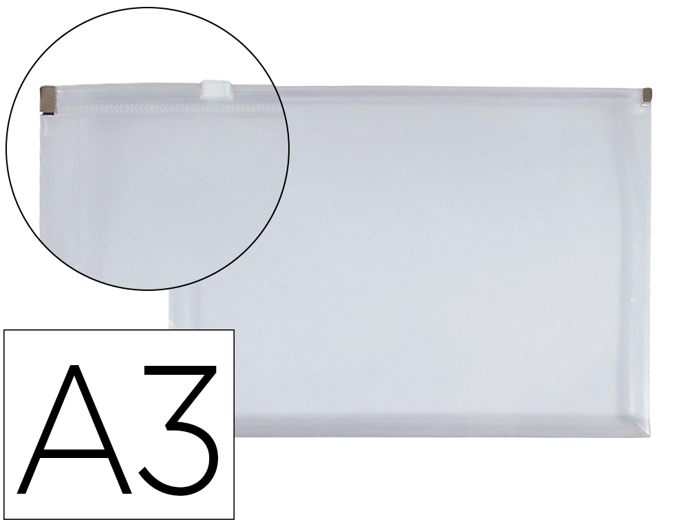 BOLSA PORTA DOCUMENTOS A3 COM FECHO TRANSPARENTE PACK COM 10