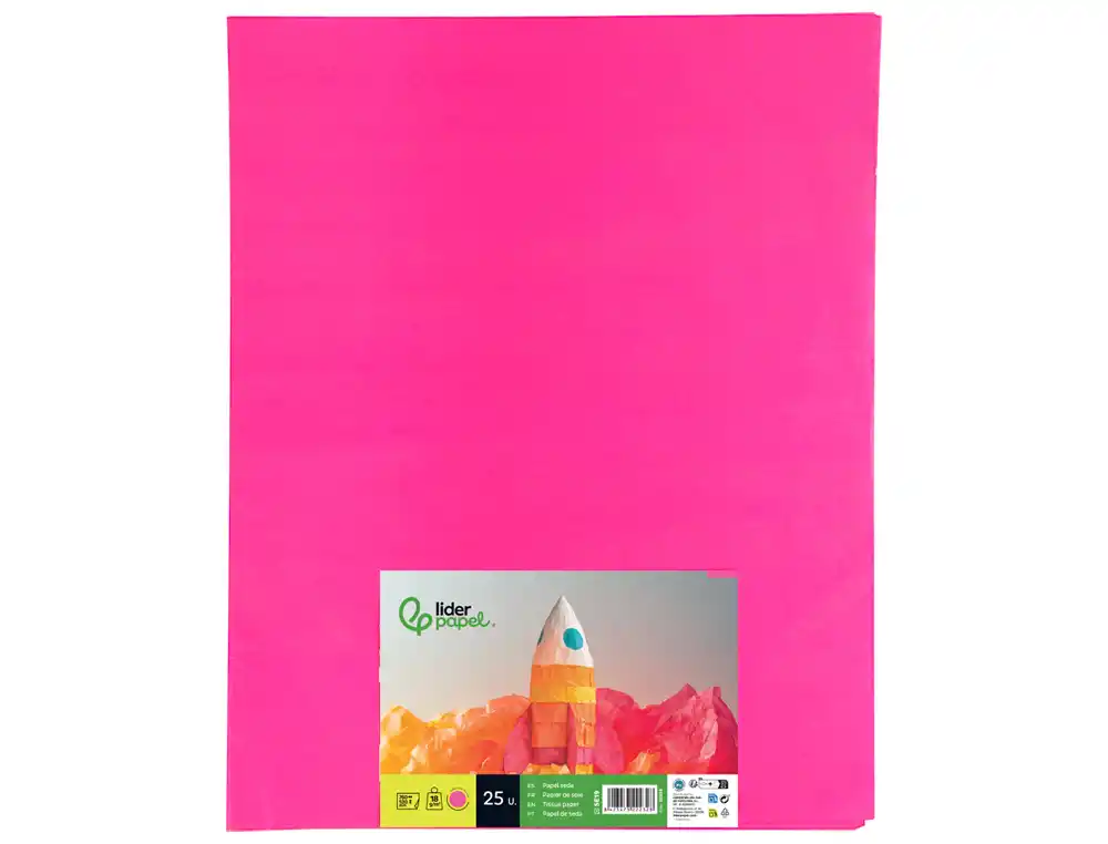 PAPEL SEDA 52X76 CM 18 GR ROSA FORTE EMBALAGEM DE 25 FOLHAS